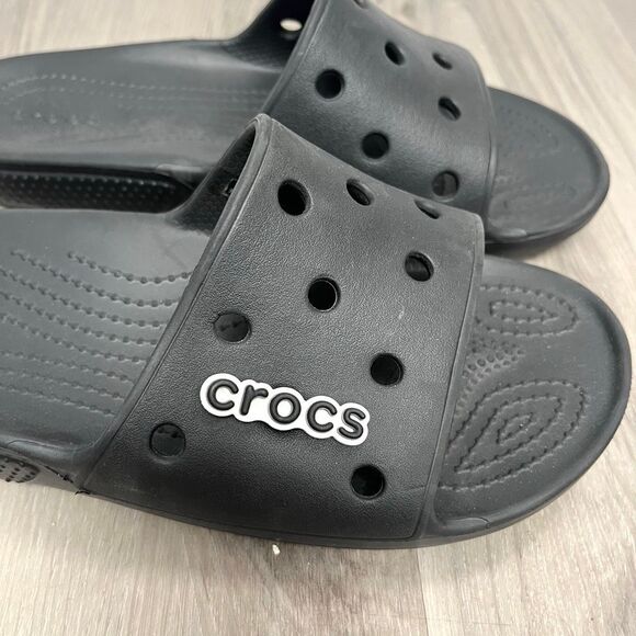 Crocs Slide Sandals Women’s 8 Iconic Comfort Black Classic Slip On - Picture 2 of 5